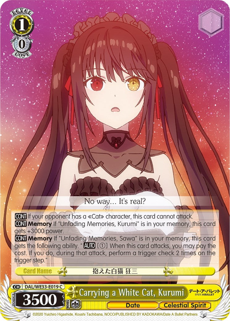 Carrying a White Cat, Kurumi (DAL/WE33-E019 C) (Parallel Foil) [Date A Bullet] | Cracking-Singles