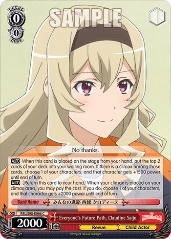 Everyone's Future Path, Claudine Saijo (RSL/S98-E066 C) [Revue Starlight The Movie] | Cracking-Singles
