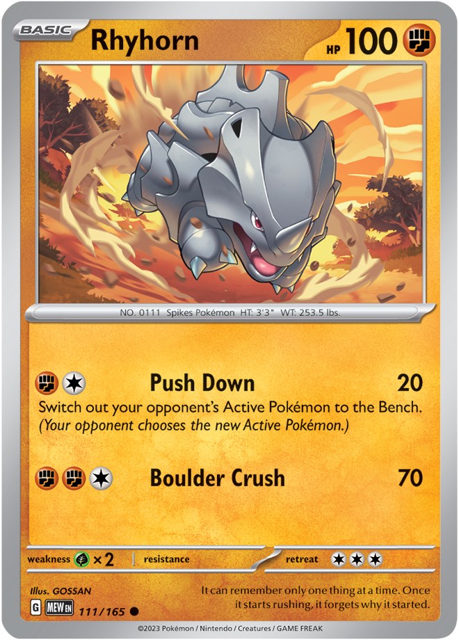 Rhyhorn (111/165) [Scarlet & Violet 151] | Cracking-Singles