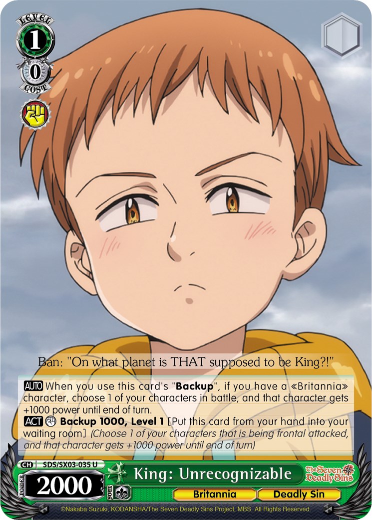 King: Unrecognizable (SDS/SX03-035 U) [The Seven Deadly Sins] | Cracking-Singles