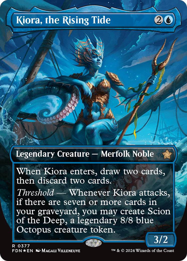 Kiora, the Rising Tide (Borderless) (Mana Foil) [Foundations] | Cracking-Singles