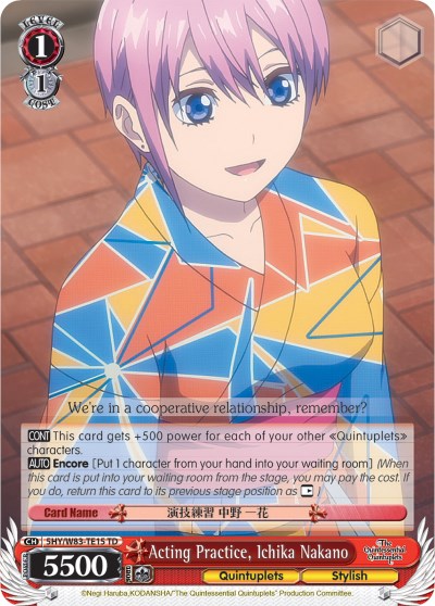Acting Practice, Ichika Nakano (5HY/W83-TE15 TD) [The Quintessential Quintuplets] | Cracking-Singles