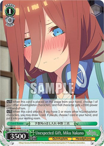 Unexpected Gift, Miku Nakano (5HY/W90-E031S SR) [The Quintessential Quintuplets 2] | Cracking-Singles