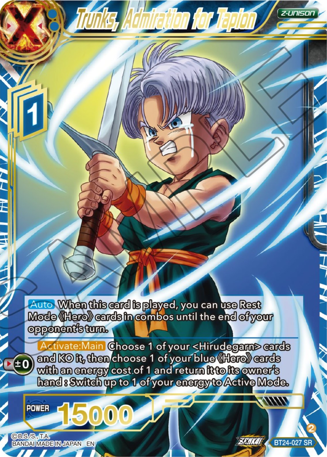 Trunks, Admiration of Tapion (BT24-027) [Beyond Generations] | Cracking-Singles