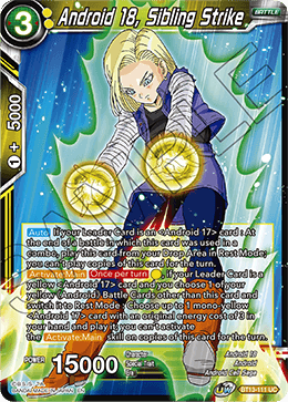 Android 18, Sibling Strike (Uncommon) (BT13-111) [Supreme Rivalry] | Cracking-Singles