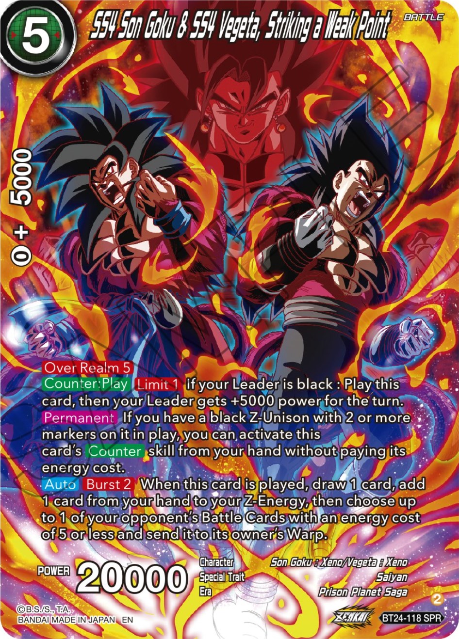 SS4 Son Goku & SS4 Vegeta, Striking a Weak Point (SPR) (BT24-118) [Beyond Generations] | Cracking-Singles