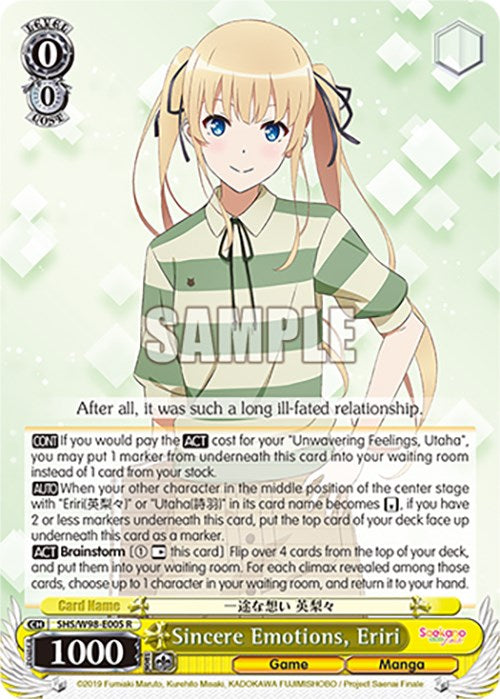 Sincere Emotions, Eriri (SHS/W98-E005 R) [Saekano the Movie: Finale] | Cracking-Singles