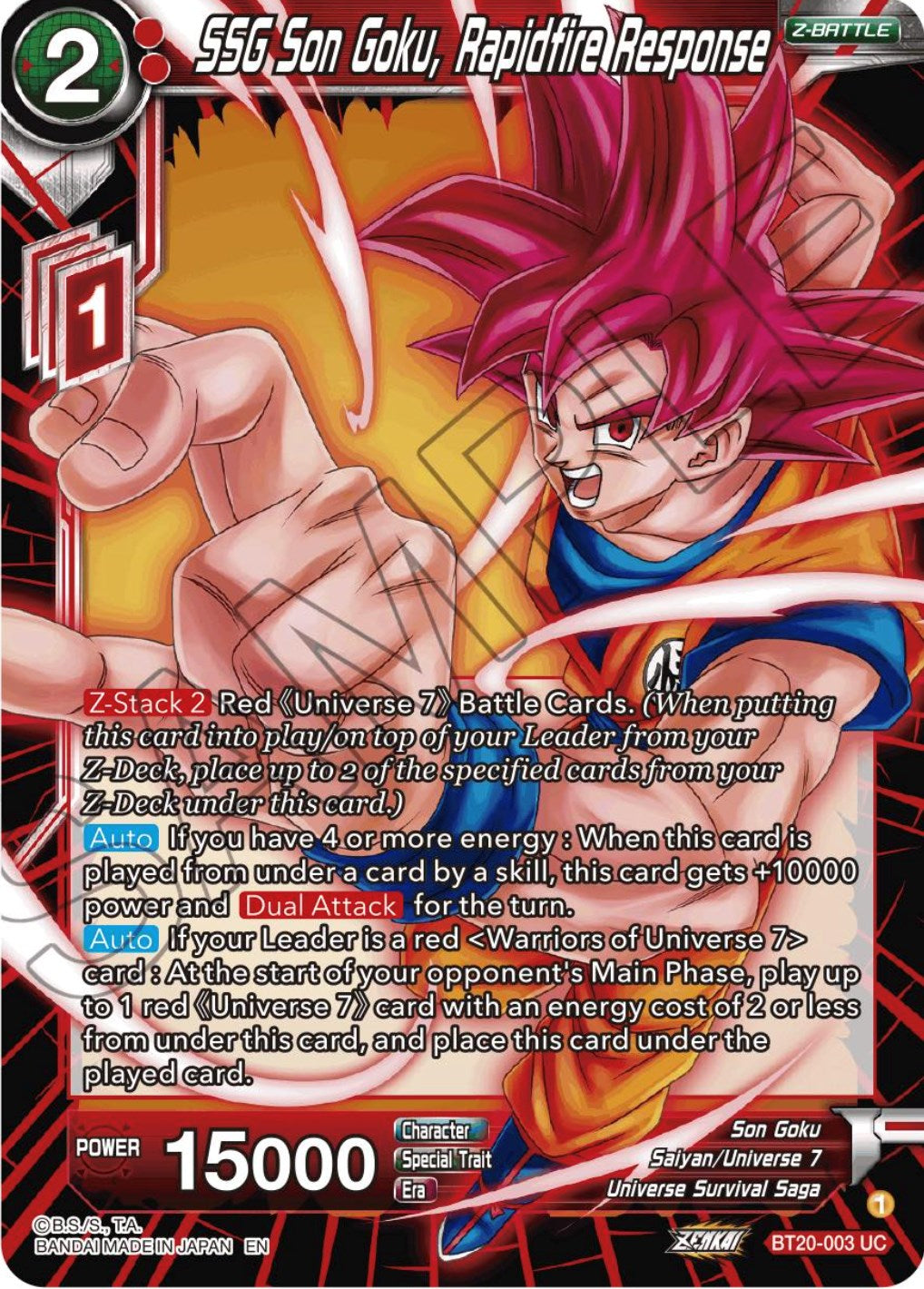 SSG Son Goku, Rapidfire Response (BT20-003) [Power Absorbed] | Cracking-Singles
