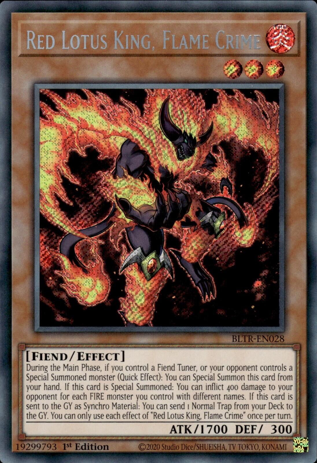 Red Lotus King, Flame Crime [BLTR-EN028] Secret Rare | Cracking-Singles
