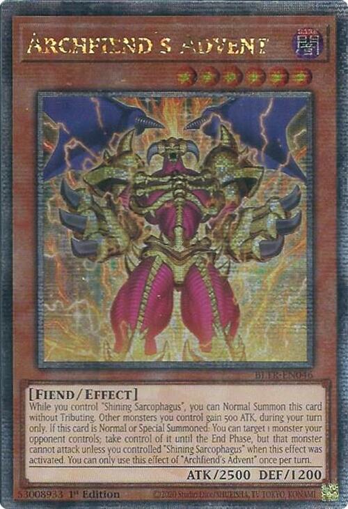 Archfiend's Advent (Quarter Century Secret Rare) [BLTR-EN046] Quarter Century Secret Rare | Cracking-Singles