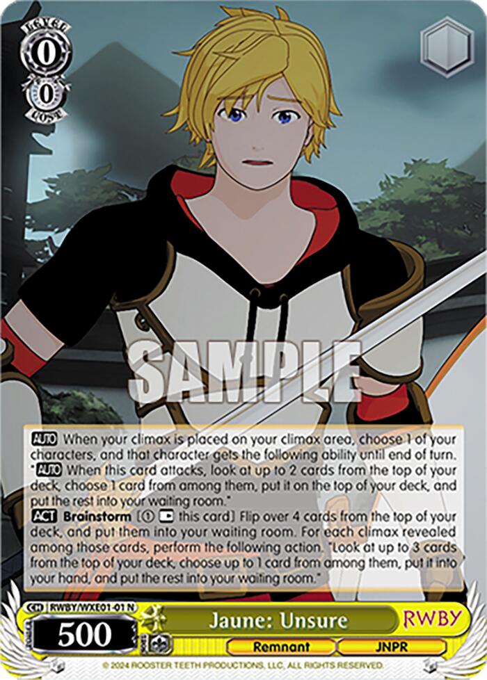 Jaune: Unsure (RWBY/WXE01-01 N) [RWBY: Premium Booster] | Cracking-Singles