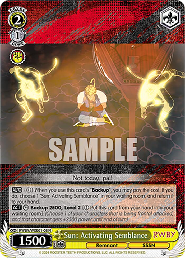 Sun: Activating Semblance (RWBY/WXE01-08 N) [RWBY: Premium Booster] | Cracking-Singles