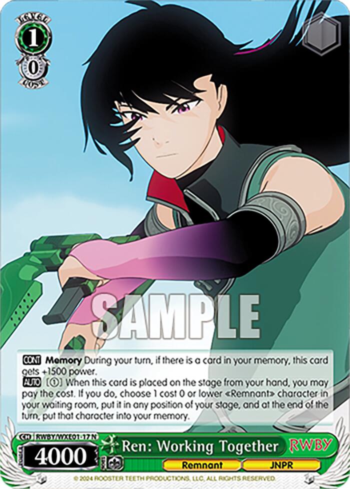 Ren: Working Together (RWBY/WXE01-17 N) [RWBY: Premium Booster] | Cracking-Singles