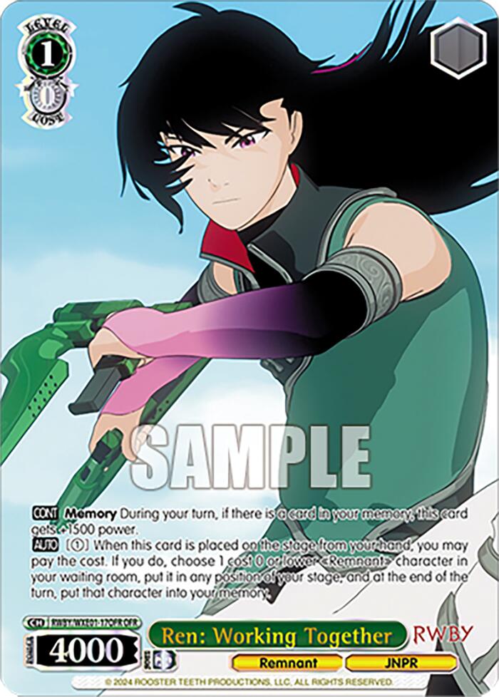 Ren: Working Together (RWBY/WXE01-17OFR OFR) [RWBY: Premium Booster] | Cracking-Singles