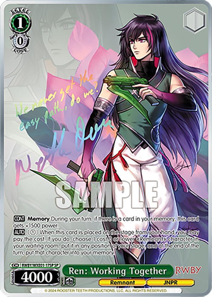 Ren: Working Together (RWBY/WXE01-17SP SP) [RWBY: Premium Booster] | Cracking-Singles