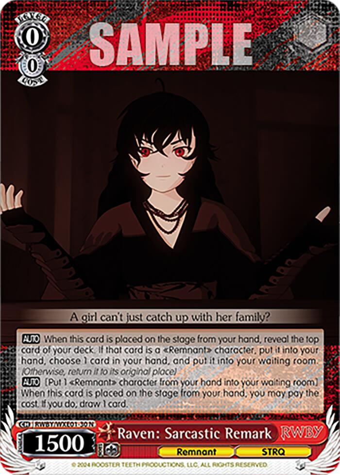 Raven: Sarcastic Remark (RWBY/WXE01-30 N) [RWBY: Premium Booster] | Cracking-Singles
