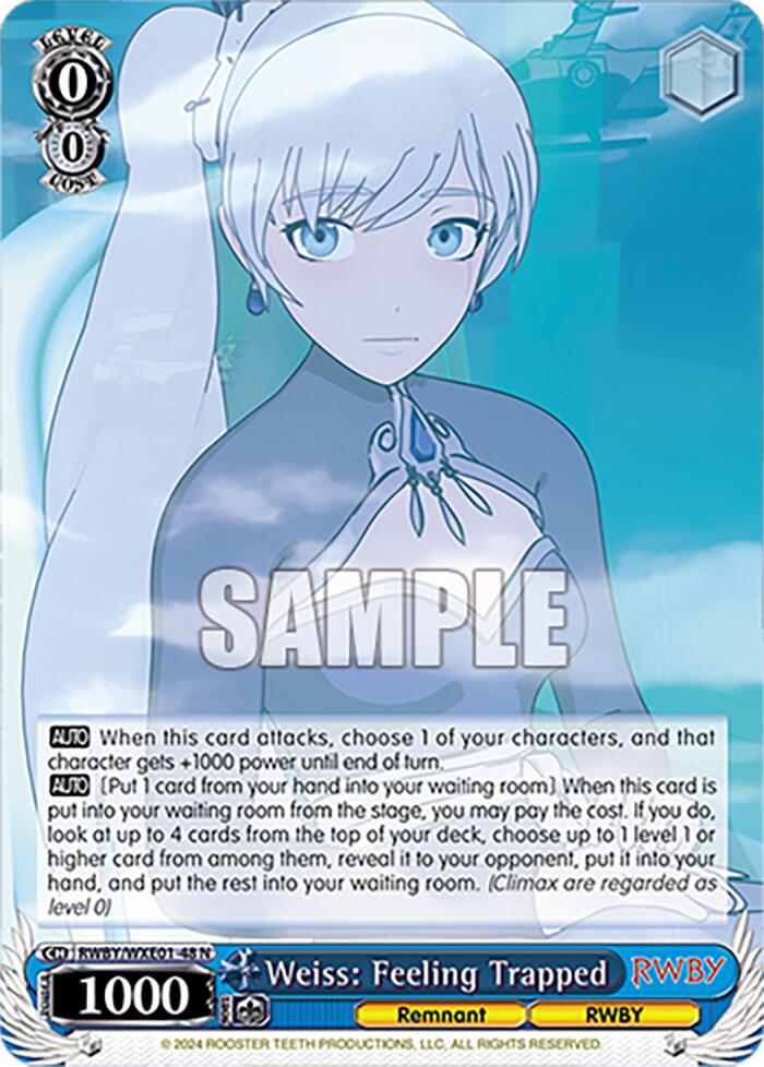 Weiss: Feeling Trapped (RWBY/WXE01-48 N) [RWBY: Premium Booster] | Cracking-Singles
