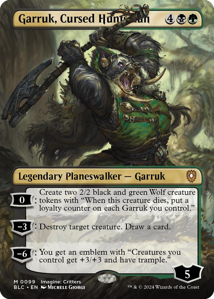 Garruk, Cursed Huntsman (Borderless) [Bloomburrow Commander] | Cracking-Singles