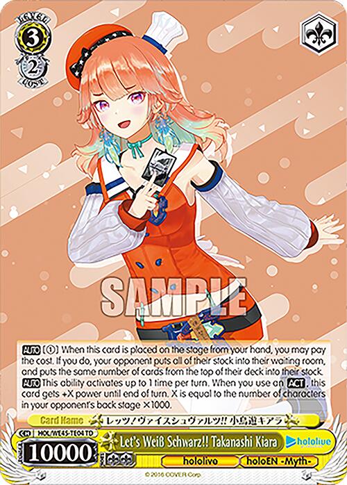 Let's Weiss Schwarz!! Takanashi Kiara (HOL/WE45-TE04 TD) [hololive production ft. Weiss Schwarz Ambassadors] | Cracking-Singles
