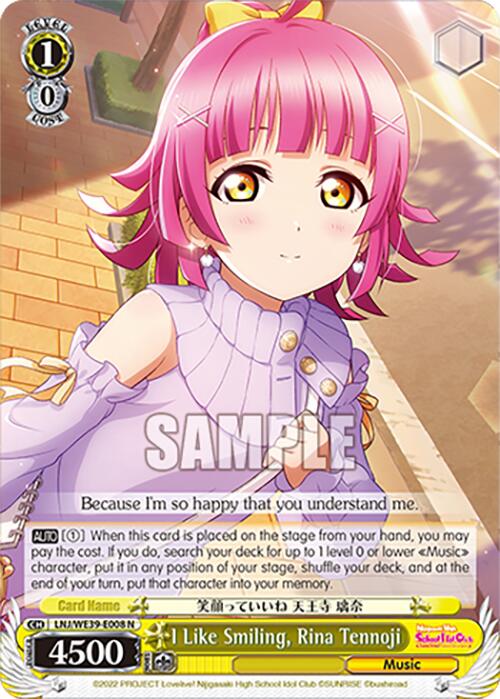 I Like Smiling, Rina Tennoji (LNJ/WE39-E008 N) [Love Live! School Idol Festival 10th Anniversary] | Cracking-Singles