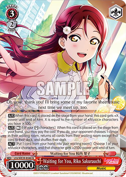 Waiting for You, Riko Sakurauchi (LSS/WE39-E040 N) [Love Live! School Idol Festival 10th Anniversary] | Cracking-Singles