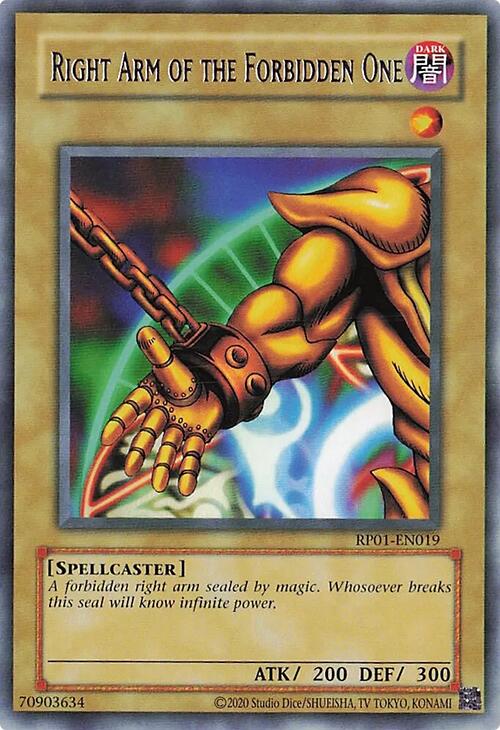 Right Arm of the Forbidden One [RP01-EN019] Rare | Cracking-Singles