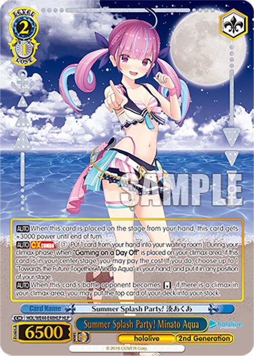 Summer Splash Party! Minato Aqua (HOL/WE44-E48HLP HLP) [hololive production Summer Collection Premium Booster] | Cracking-Singles