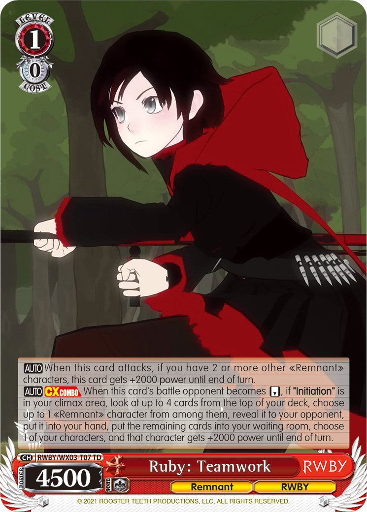 Ruby: Teamwork (RWBY/WX03-T07 TD) [RWBY] | Cracking-Singles