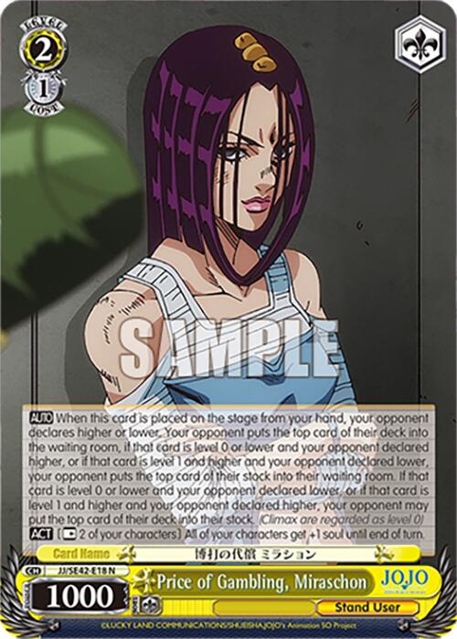Price of Gambling, Miraschon (JJ/SE42-E18 N) [JoJo's Bizarre Adventure: Golden Wind] | Cracking-Singles