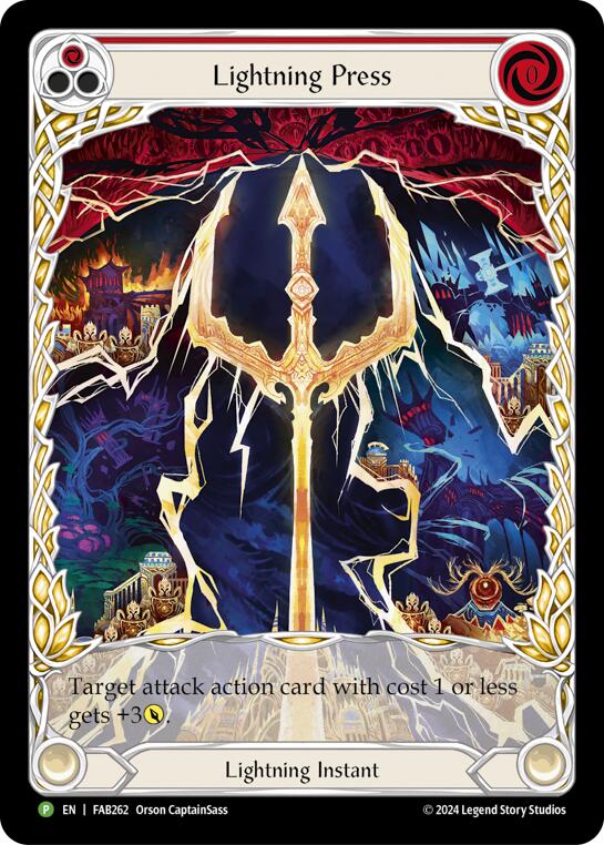 Lightning Press (Red) (Extended Art) [FAB262] (Promo)  Rainbow Foil | Cracking-Singles