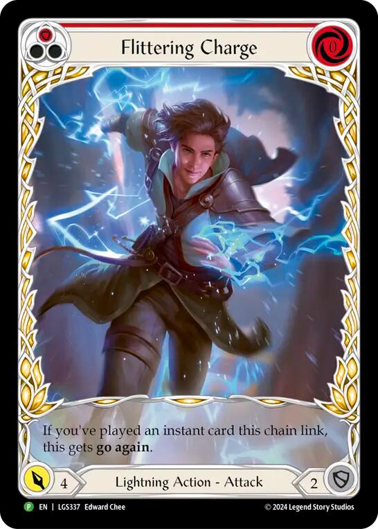 Flittering Charge (Red) (Extended Art) [LGS337] (Promo)  Rainbow Foil | Cracking-Singles