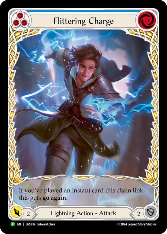 Flittering Charge (Blue) (Extended Art) [LGS339] (Promo)  Rainbow Foil | Cracking-Singles