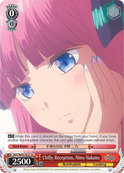 Chilly Reception, Nino Nakano (5HY/W83-TE21 TD) [The Quintessential Quintuplets] | Cracking-Singles