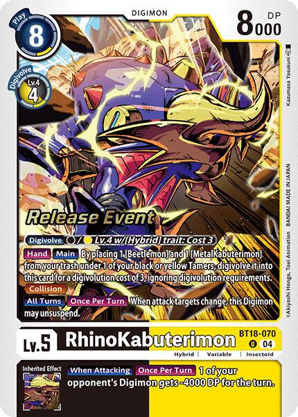 RhinoKabuterimon [BT18-070] [Release Special Booster Ver.2.0 Promos] | Cracking-Singles
