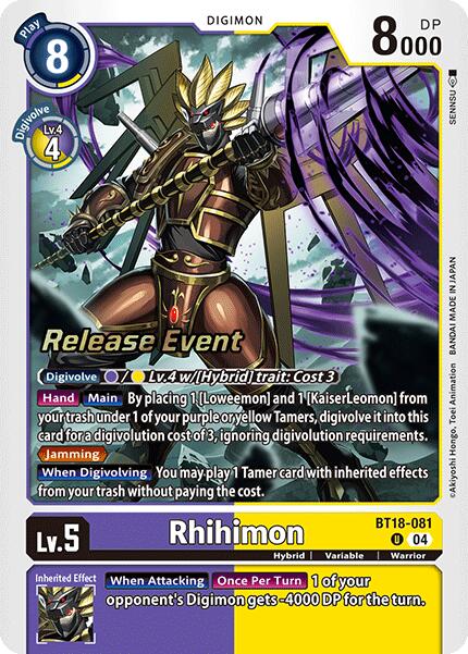 Rhihimon [BT18-081] [Release Special Booster Ver.2.0 Promos] | Cracking-Singles