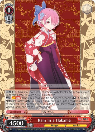 Ram in a Hakama (RZ/SE35-E43 R) (Parallel Foil) [Re:ZERO: The Frozen Bond] | Cracking-Singles