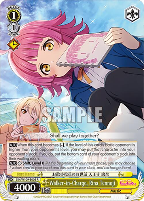 Walker-in-Charge, Rina Tennoji (SIN/W109-E005 R) [Love Live School idol festival 2 MIRACLE LIVE!] | Cracking-Singles