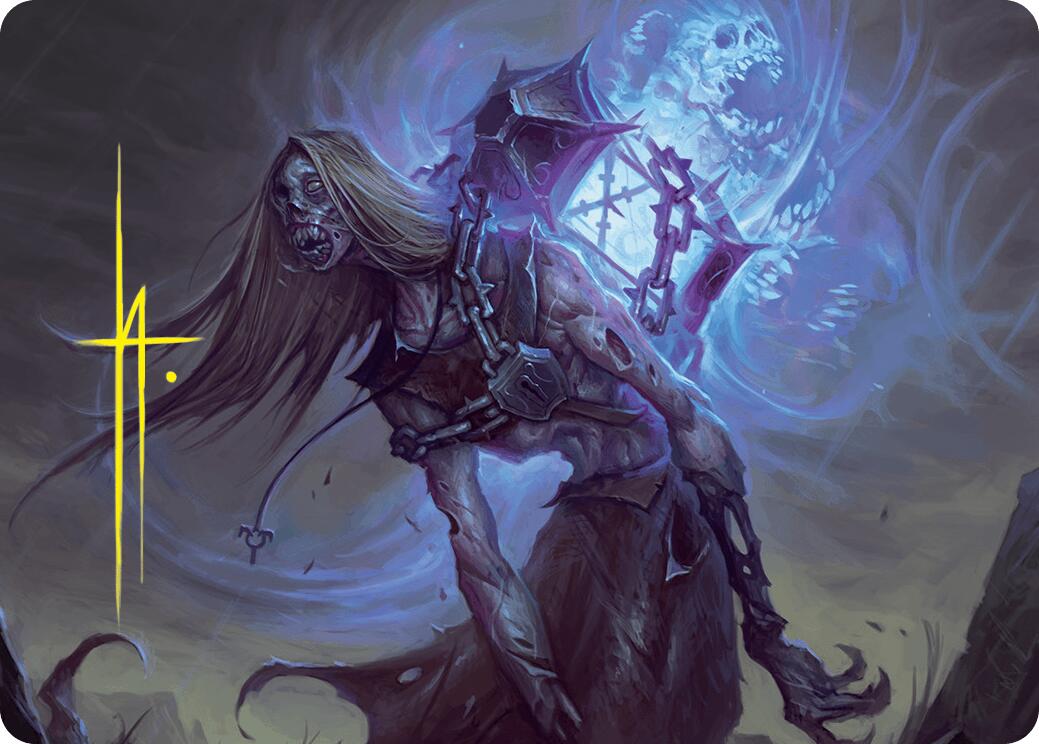 Soul-Shackled Zombie Art Card (9/54) (Gold-Stamped Signature) [Foundations Art Series] | Cracking-Singles