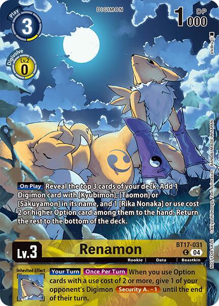 Renamon [BT17-031] (Legend Pack 2024 Box Topper) [Chain of Liberation] | Cracking-Singles
