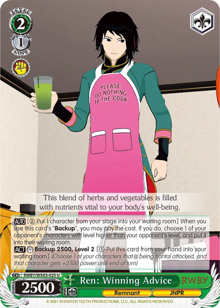 Ren: Winning Advice (RWBY/WX03-025 U) [RWBY] | Cracking-Singles