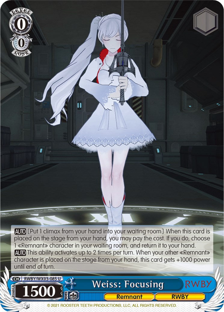 Weiss: Focusing (RWBY/WX03-085 U) [RWBY] | Cracking-Singles