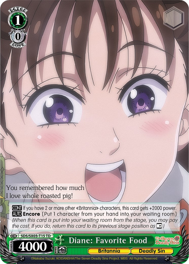 Diane: Favorite Food (SDS/SX03-T15 TD) [The Seven Deadly Sins] | Cracking-Singles