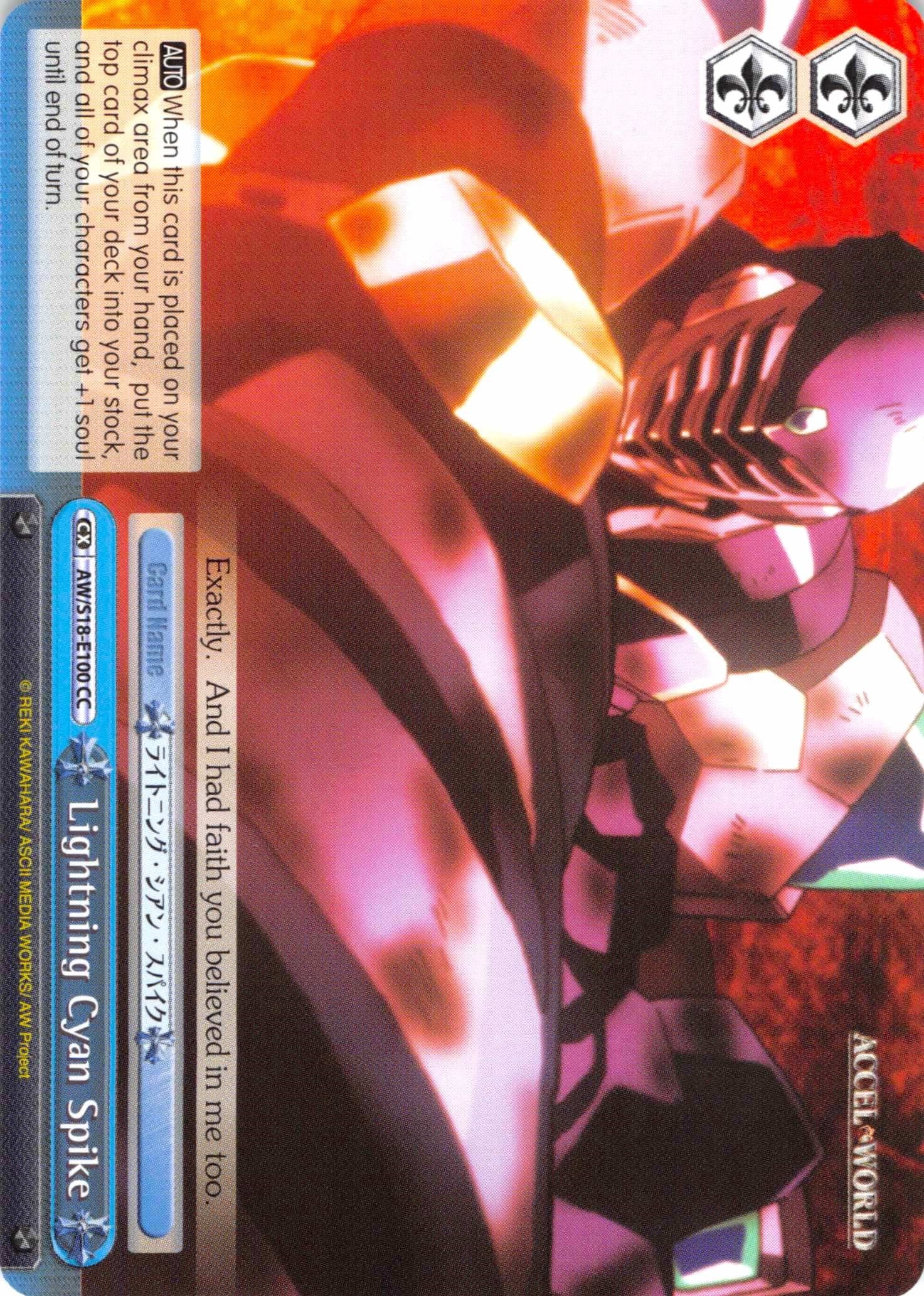 Lightning Cyan Spike (AW/S18-E100 CC) [Accel World] | Cracking-Singles