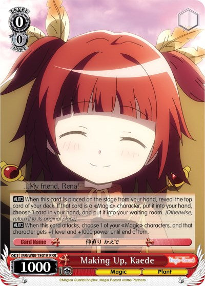 Making Up, Kaede (MR/W80-TE01R RRR) [Magia Record: Puella Magi Madoka Magica [Side Story] (Anime)] | Cracking-Singles