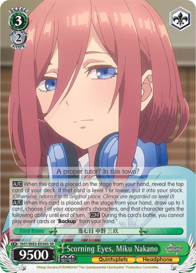Scorning Eyes, Miku Nakano (5HY/W83-E036S SR) [The Quintessential Quintuplets] | Cracking-Singles
