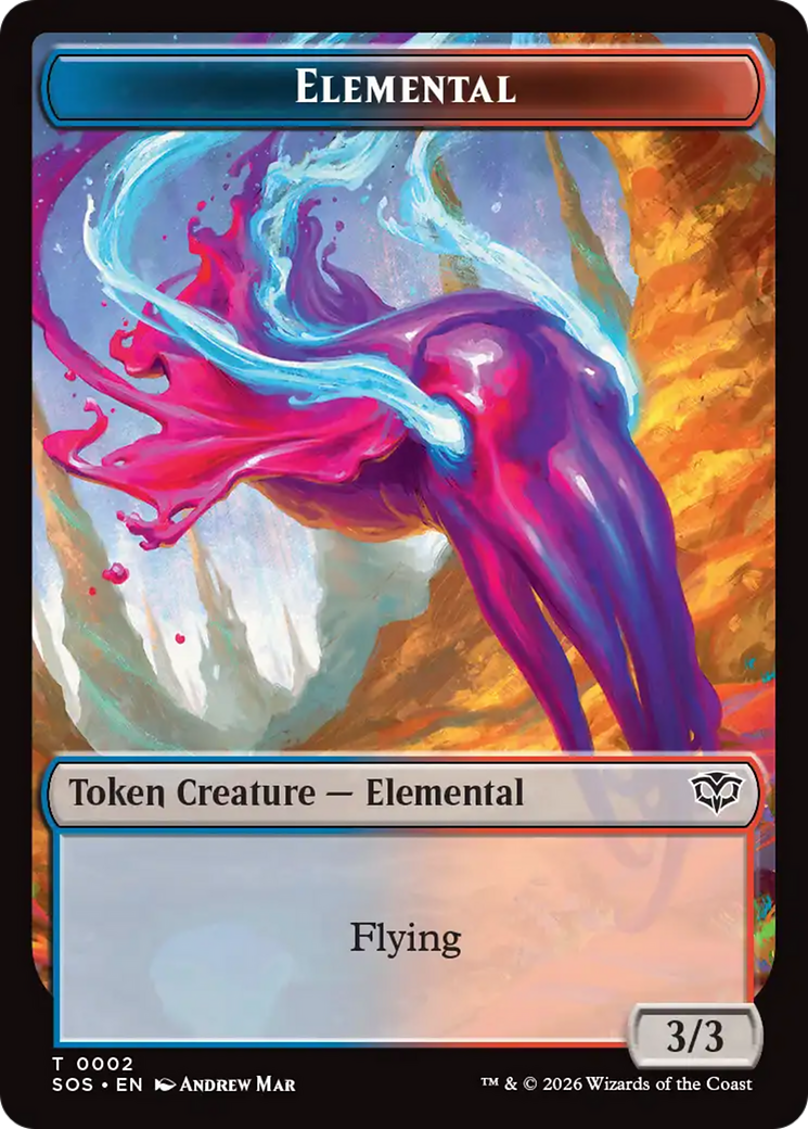 Fractal (0004) // Elemental (0002) Double-Sided Token [Secrets of Strixhaven Tokens] | Cracking-Singles