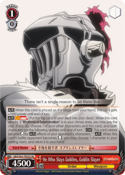 He Who Slays Goblins, Goblin Slayer (GBS/S63-TE03S SR) [Goblin Slayer] | Cracking-Singles