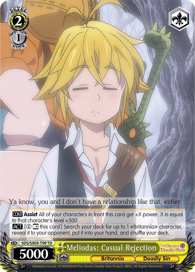 Meliodas: Casual Rejection (SDS/SX03-T09 TD) [The Seven Deadly Sins] | Cracking-Singles