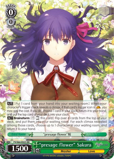 "presage flower" Sakura (FS/S64-E023 RR) [Fate/Stay Night [Heaven's Feel]] | Cracking-Singles