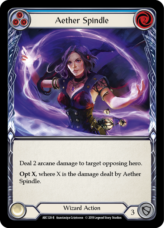 Aether Spindle (Blue) [ARC128-R] (Arcane Rising)  1st Edition Rainbow Foil | Cracking-Singles